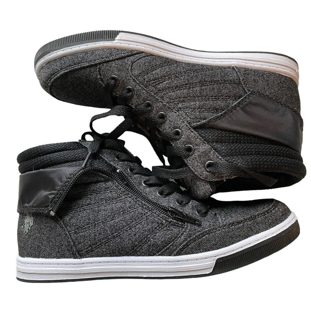 US POLO ASSN SNEAKERS HIGH TOPS SHOES RUBBER SOLE MILA4 ZIP LACE UP SZ 6